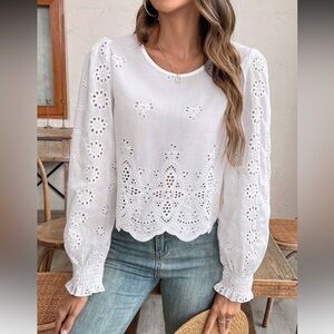 **NEW** SHEIN White Eyelet Blouse - XS